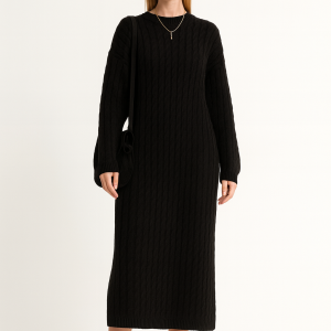 Robe longue torsade Monia noire