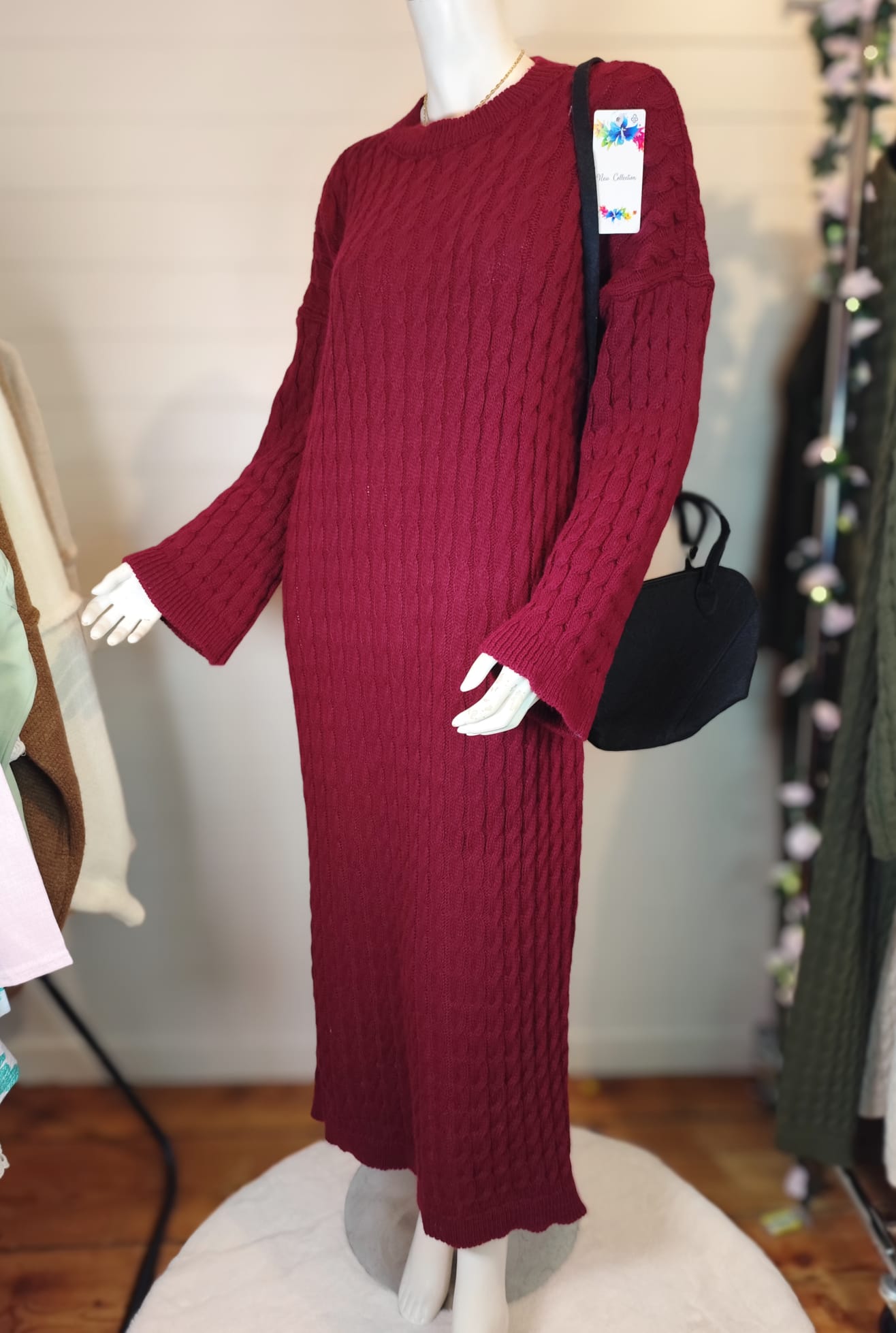 Robe longue en maille Monia bordeaux – Image 2
