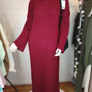 Robe longue en maille Monia bordeaux