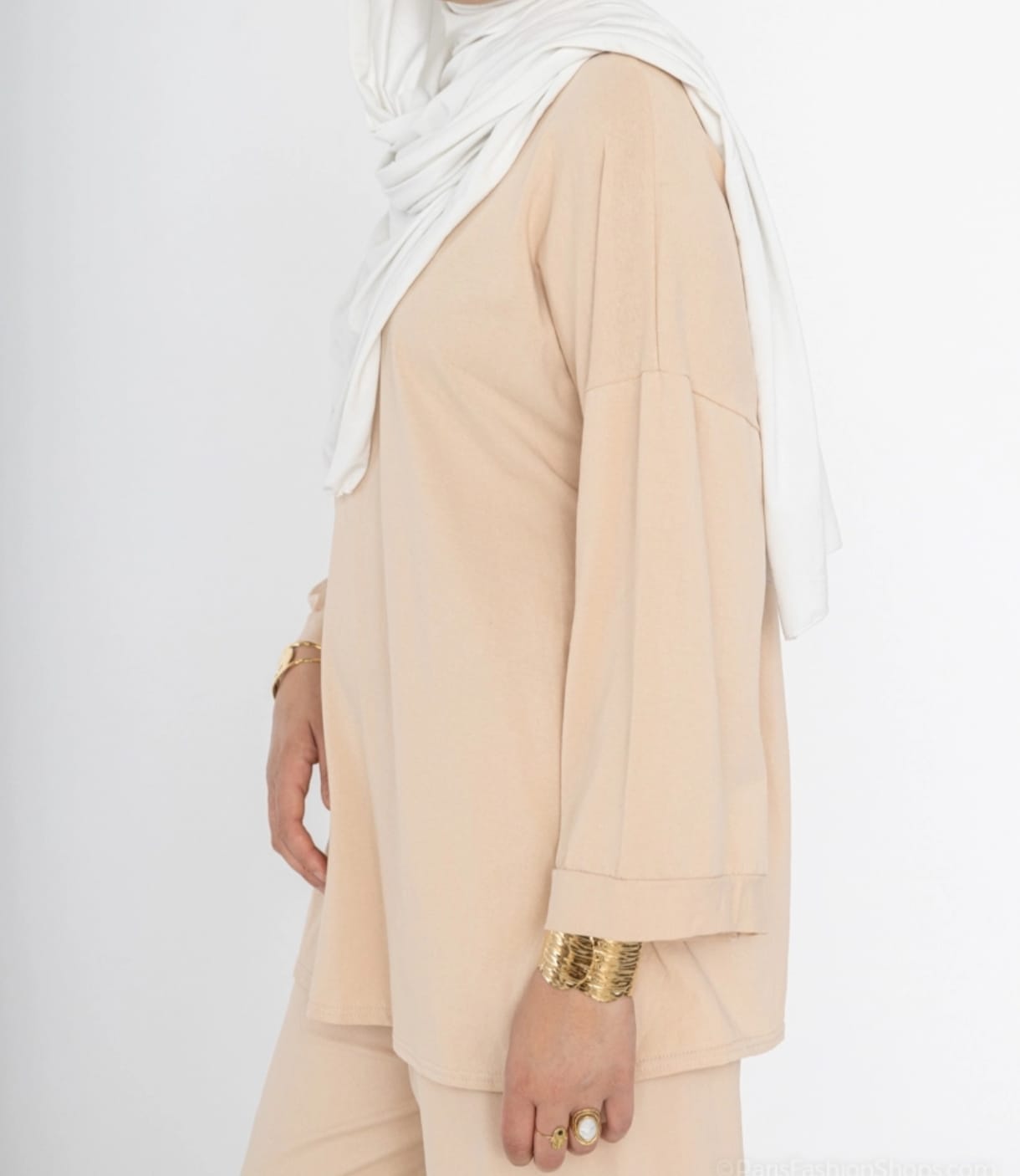 Tunique Beige Oversize En Coton