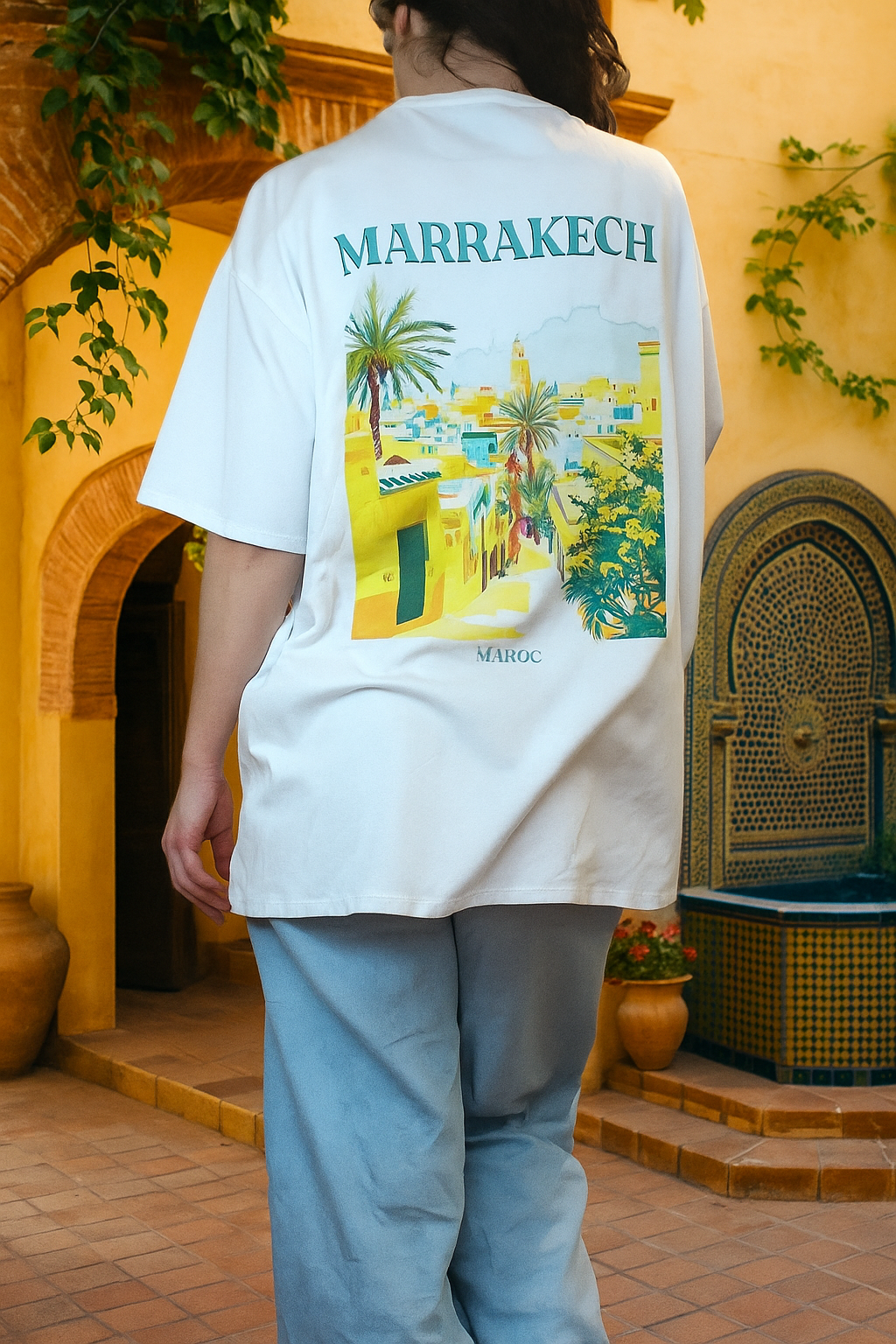 T-shirt Mixte Oversize "Marrakech" – Explosion de couleurs