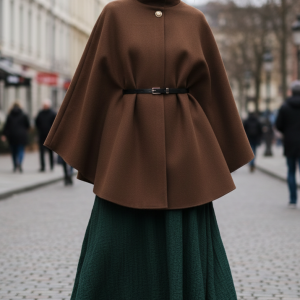 Cape marron avec ceinture – Fabrication italienne 🇮🇹
