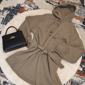 Robe Sweat à Capuche Ceinturée en coton