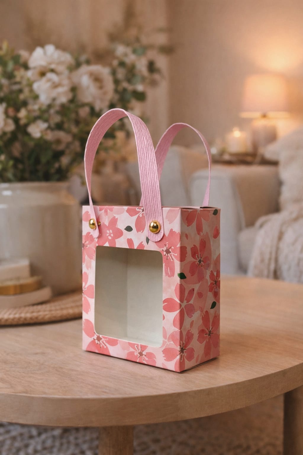 Petitsaccadeaufleurifenetre Petit sac cadeau fleuri fenêtre